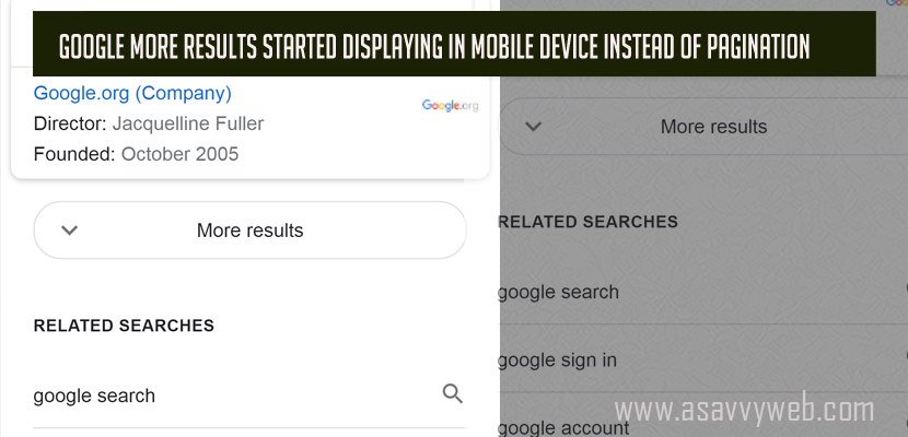 Google More Results Started Displaying in Mobile Device Instead of Pagination