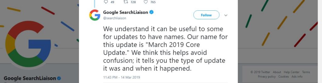 google confirms 12 th march 2019 update on twitter