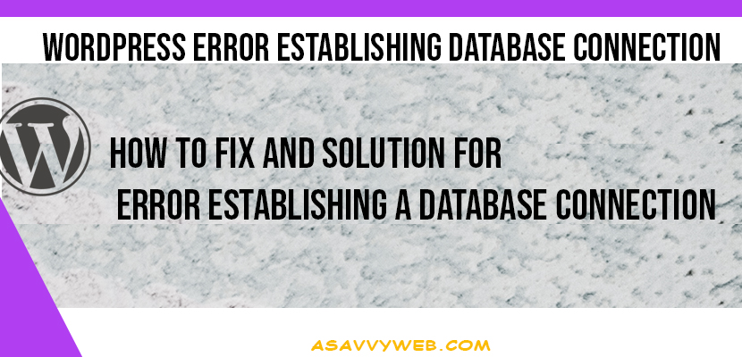 WordPress Error Establishing Database Connection