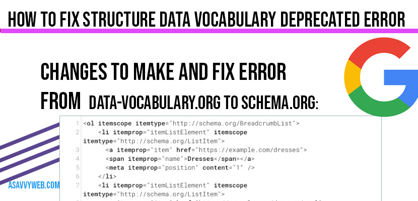 Changes to make and fix Error data vocabulary to Schema