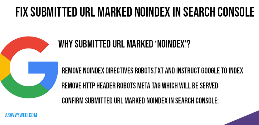 Fix Submitted URL Marked noindex in Search Console