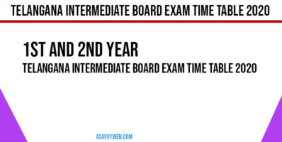 Telangana Intermediate Board Exam Time Table 2020