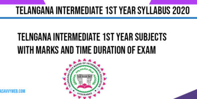 Telngana intermediate 1st Year Subjects with Marks and Time Duration of Exam