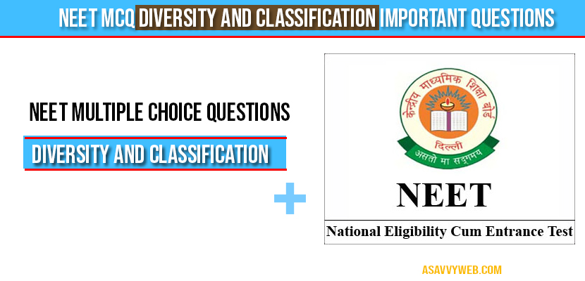 Neet MCQ Diversity and Classification important questions