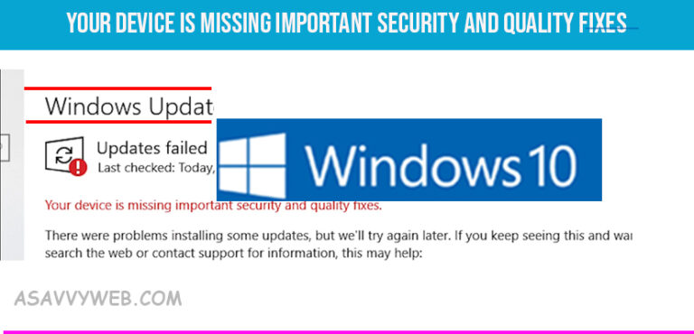 Fix Windows Update Failed: Your Device is Missing Important Security ...