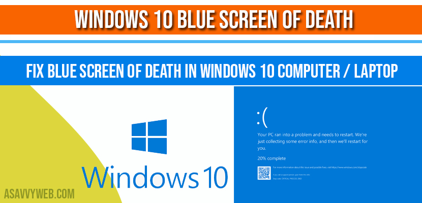 Fix Blue screen of death in windows 10 Computer Laptop