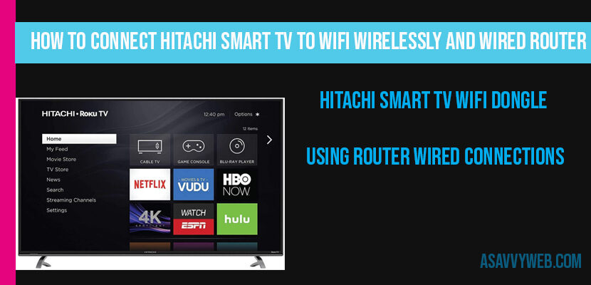 How to Connect Hitachi Smart tv to WIFI Wirelessly and Wired router