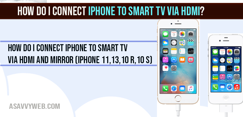 How do I connect iPhone to smart TV via HDMI and Mirror (iPhone 11,13,10 R,10 S)