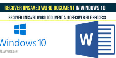 Recover Unsaved Word Document in windows 10