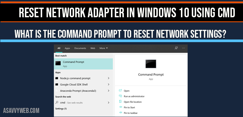 Reset Network Adapter In Windows 10 Using CMD