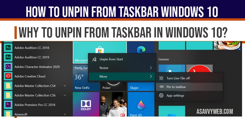How to Unpin From Taskbar windows 10