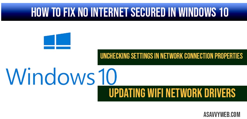 How to fix no internet secured in windows 10