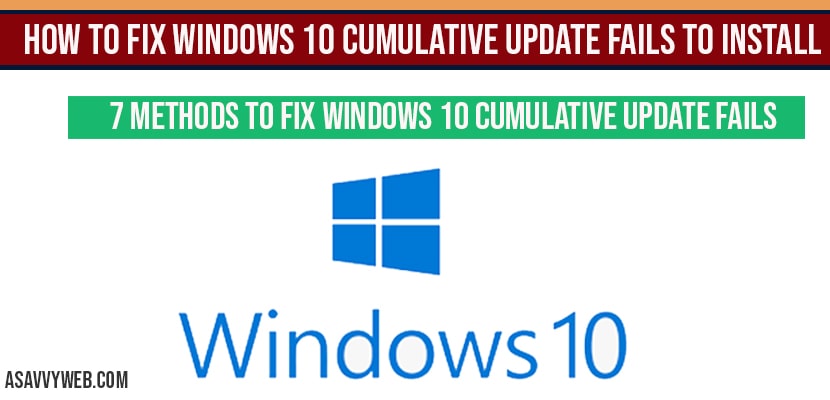 How to fix windows 10 cumulative update fails to install