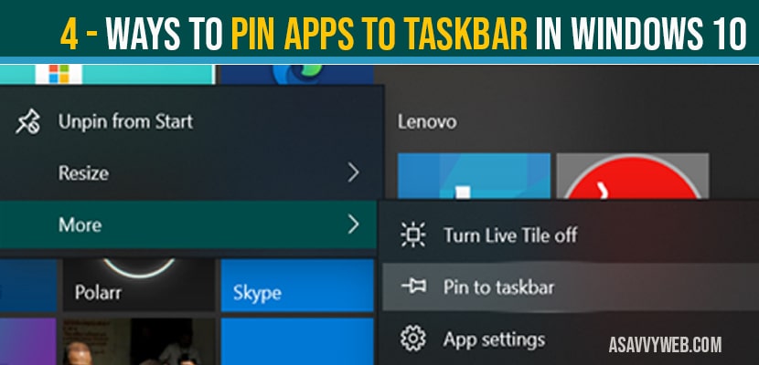 Pin apps to taskbar in windows 10