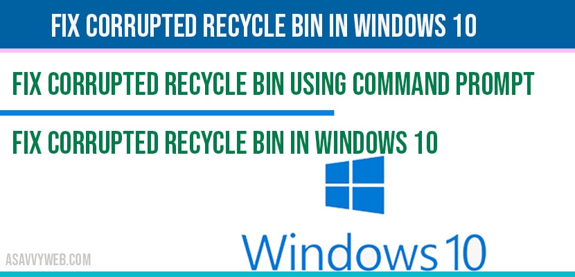 Fix corrupted recycle bin in windows 10