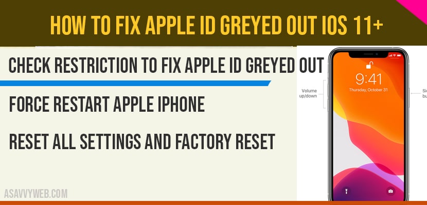 How to fix Apple ID Greyed out iOS 11