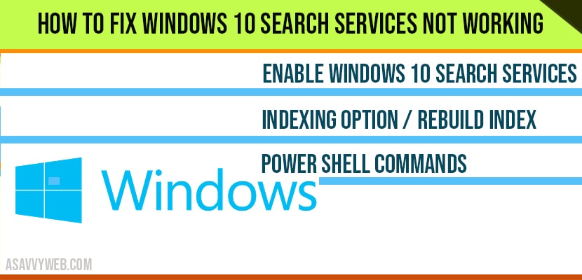 How to fix windows 10 search services not working