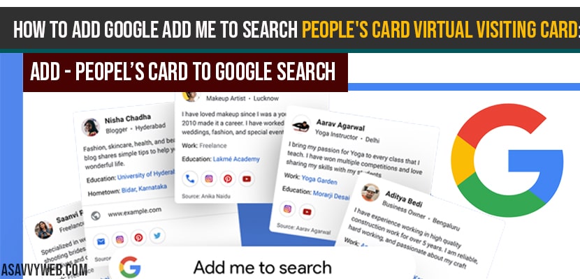 How to Add Google Add me to search people's card Virtual Visiting Card