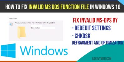 How to Fix Invalid Ms Dos Function file in windows 10