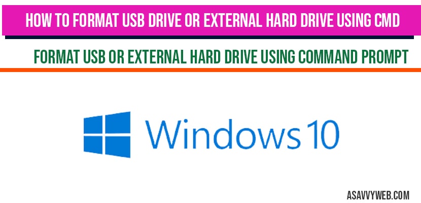 How to format USB drive or external hard drive using CMD Command Prompt in windows 10