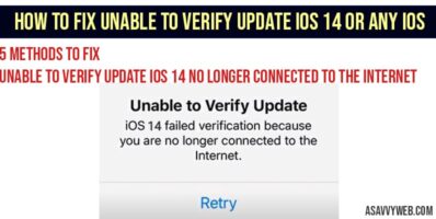Unable to Verify Update iOS 14 no longer connected to the internet