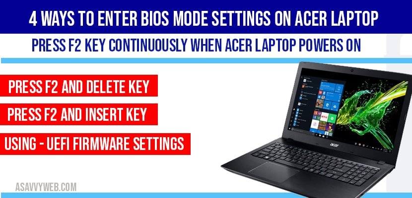 4 Ways to Enter Bios mode and access bios settings on acer laptop