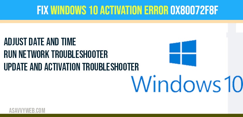 Fix Windows 10 Activation Error 0x80072F8F