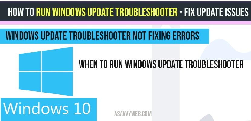 How to run windows update Troubleshooter & Fix update errors