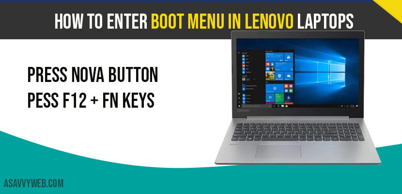lenovo boot menu key windows 10