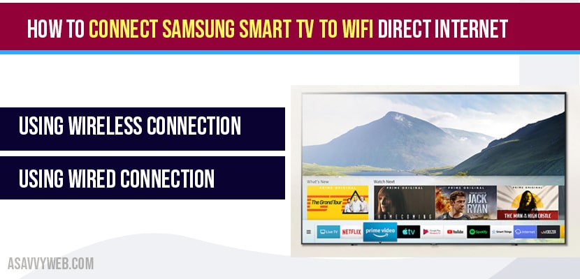 How to Connect Samsung Smart tv to WIFI Direct Internet