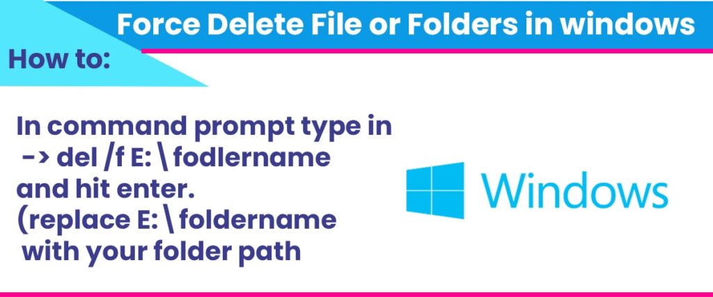 Force delete file or folders in windows