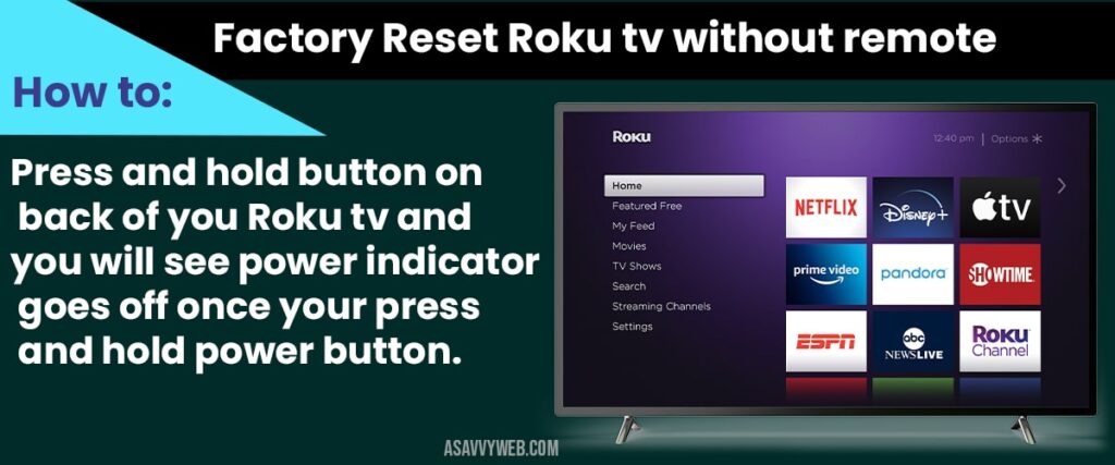 reset roku tv without remote