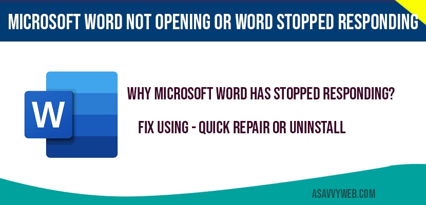 Microsoft Word not Opening or Word stopped Responding in windows 10  A