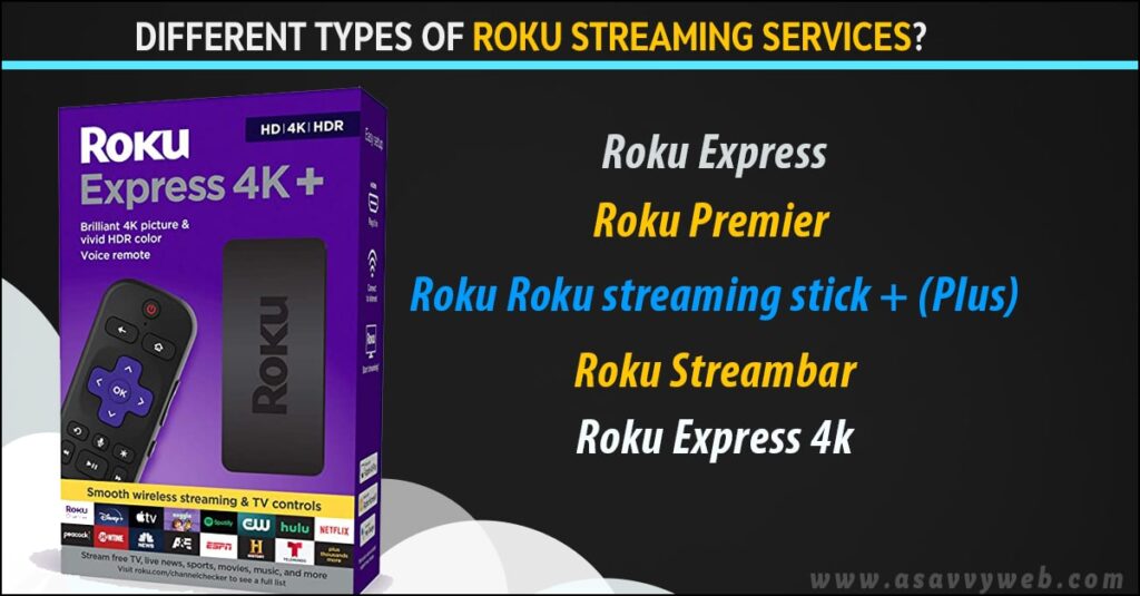 Different types of roku streaming services sticks