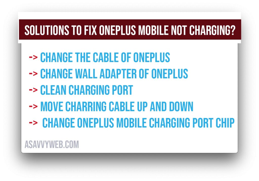 solutions to fix oneplus mobile not charging