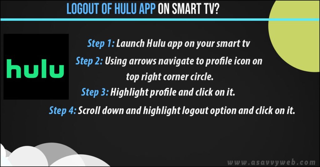 logout of hulu app on smart tv