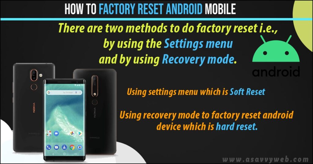 factory reset android: soft reset and hard reset