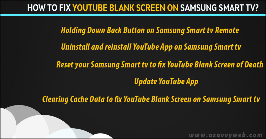 5 methods to fix youtube blank screen on samsung smart tv