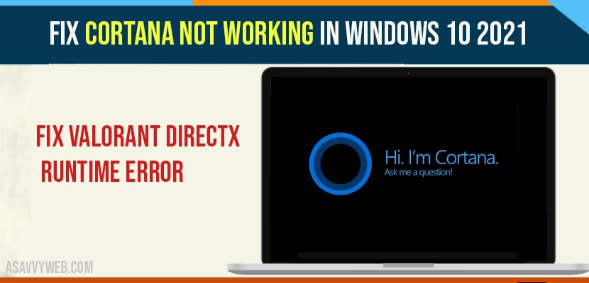 cortana not working windows 10