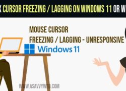 Cursor Freezing / Lagging on Windows 11 or Windows 10