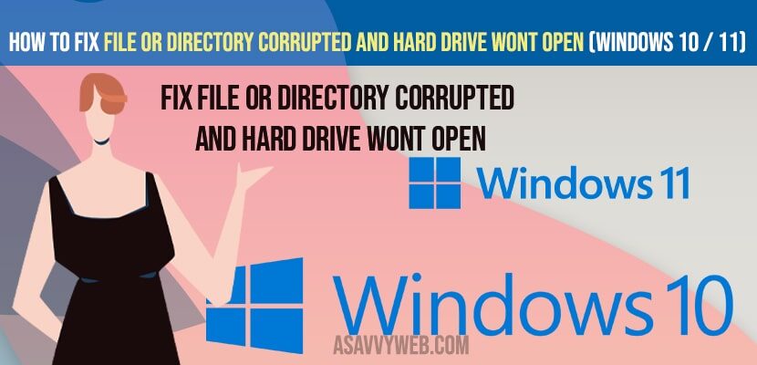 How to fix file or Directory Corrupted and Hard Drive Wont Open (windows 10 / 11)