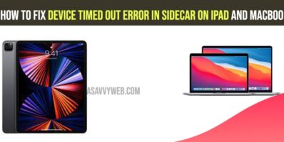 Device Timed Out Error in Sidecar on iPad and MacBook
