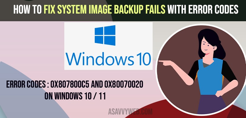 How to Fix System Image Backup fails with Error Codes 0x807800c5 and 0x80070020 on windows 10