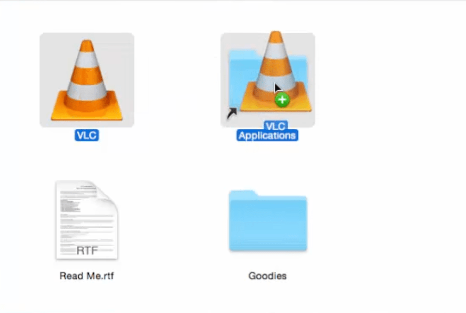 drag and drop vlc icon to application folder