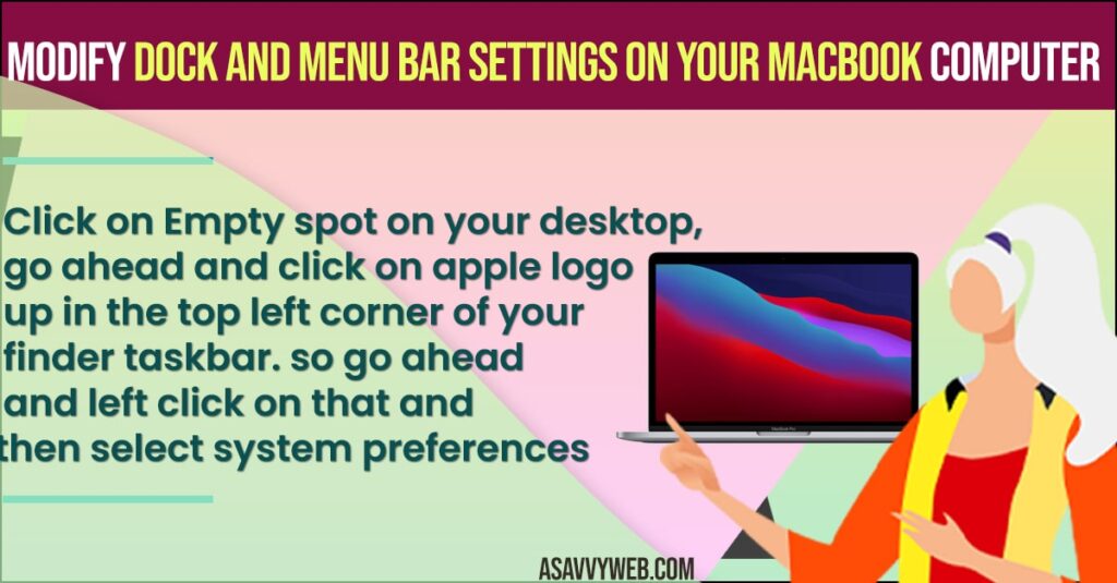 Modify Dock and Menu Bar Settings on your MacBook Computer