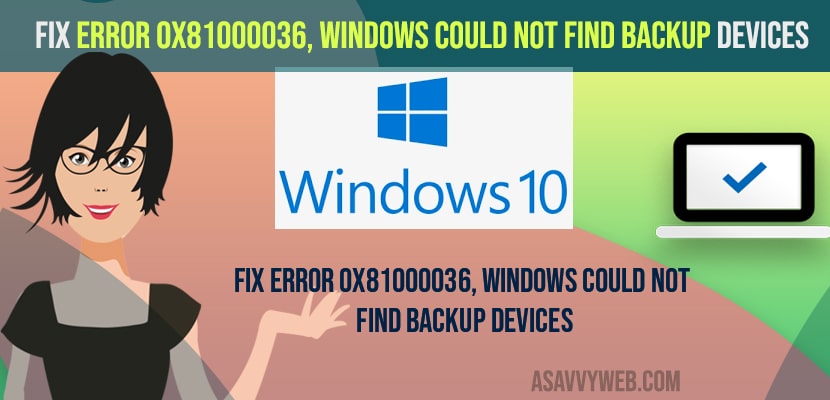 error 0x81000036, Windows Could Not Find Backup Devices