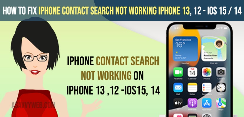 iPhone Contact Search Not Working iPhone 13, 12 - iOS 15 or ios 14