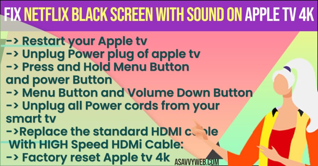 fix Netflix Black Screen With sound on Apple tv 4k