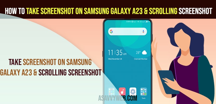 Take Screenshot on Samsung Galaxy A23 & Scrolling Screenshot