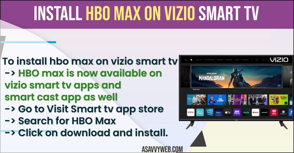 Install HBO MAX on Vizio tv